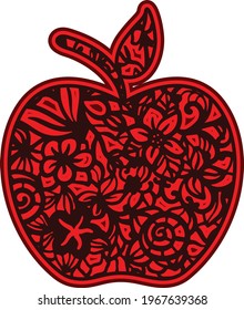 Apple layered mandala sign. Back to school. Apple teacher gift design. Iron on, last minute gift present decoration. 