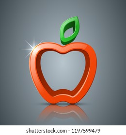 Apple, leaf 3d icon, logo Vector eps 10