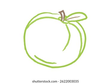 Apple and leaf drawing made with brush strokes