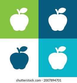 Apple With Leaf Flat four color minimal icon set