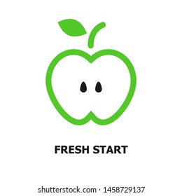 Apple with leaf flat vector illustration. Knowledge icon. Healthy lifestyle logotype.