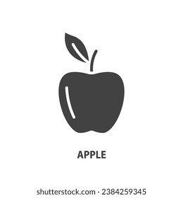 Apple with leaf glyph icon. Fruit symbol. Vector illustration.