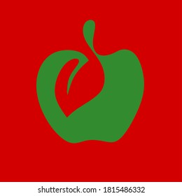 Apple and leaf green simple design logo