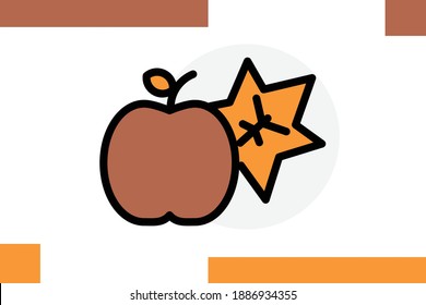 Apple And Leaf Icon For  Autumn Season Icons