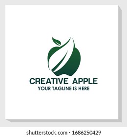 apple and leaf icon logo template, agriculture, nature logo inspiration