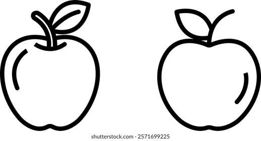 "Apple with Leaf Icon Set – Fresh and Natural Vector Designs"