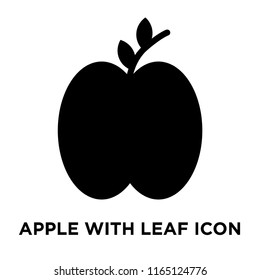 Apple with Leaf icon vector isolated on white background, Apple with Leaf transparent sign , dark pictogram