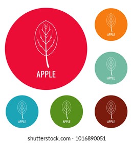 Apple leaf icons circle set vector isolated on white background