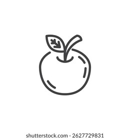 Apple with a leaf line icon. linear style sign for mobile concept and web design. Apple fruit outline vector icon. Symbol, logo illustration. Vector graphics