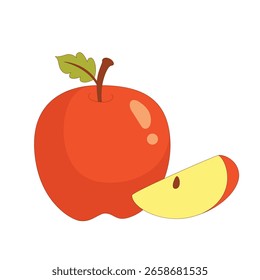 Se muestra una manzana con una hoja