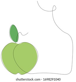 Apple with leaf on white background, vector illustration	
