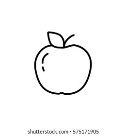 Apple with leaf outline icon