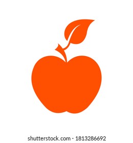 Apple con silueta de hojas de estilo plano. Aislado sobre fondo blanco. 