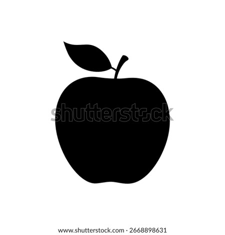 Apple with leaf silhouette icon vector flat illustration design.