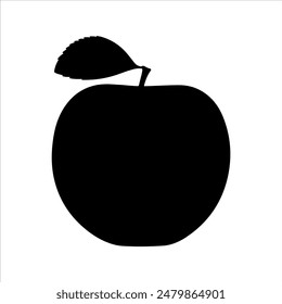 Manzana con silueta de hoja aislada sobre fondo blanco. Diseño de Ilustración vectorial de iconos de Apple.