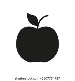 Apple With Leaf Solid Icon, Healthy Food And Natural Nutrition Concept. Organic Diet And Wellness Glyph Icon. Isolated Vector Illustration.