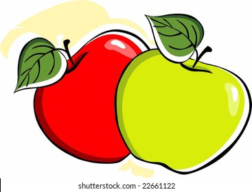 apple with leafs	
