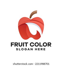 Apple With Leaves Gradient Logo Design