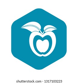 Apple with leaves icon in simple style isolated on white background vector illustration