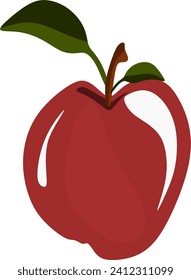 an apple with leaves on white