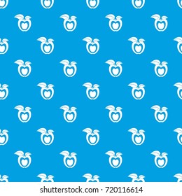 Apple with leaves pattern repeat seamless in blue color for any design. Vector geometric illustration