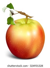 Apple with leaves. Vector illustration