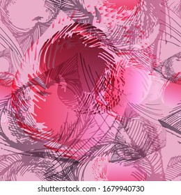 Apple. Leaves. Vegetation. Seamless vector pattern. Hand drawing. Sketch.