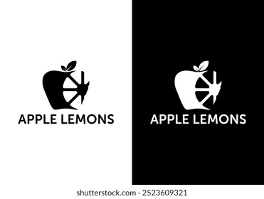 Apple and lemon vector design. The apple and lemon combination logo is quite unique for a well-known beverage label.