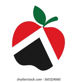 apple with letter a. logo vector.