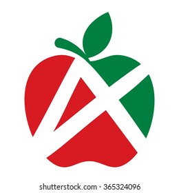 apple with letter a. logo vector.