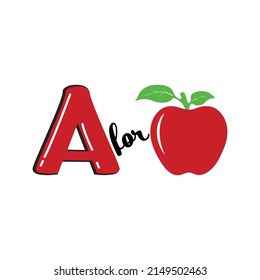 A for Apple, A Letter and Apple Vector Illustration