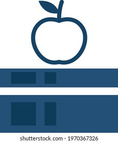 Apple in the library, icon illustration, vector on white background