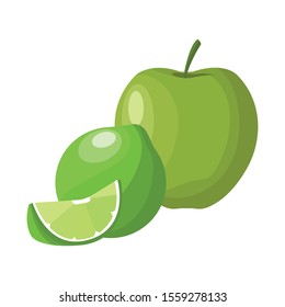 apple and lime icon over white background, vector illustration