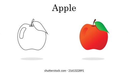 Apple line art color less apple for pre school children's vector illustration art.