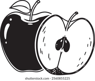 An apple line art design is a simple and elegant representation of an apple using clean, continuous lines. It typically captures the iconic round shape, a small stem, and sometimes a leaf, emphasizing