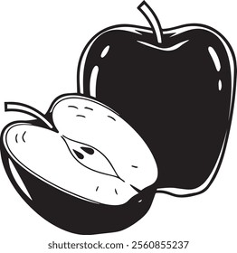 An apple line art design is a simple and elegant representation of an apple using clean, continuous lines. It typically captures the iconic round shape, a small stem, and sometimes a leaf, emphasizing