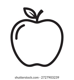 Ilustración vectorial del icono del arte de la línea de la manzana aislada en el fondo blanco.