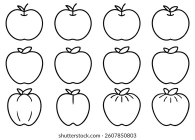 apple line art illustration unique aesthetic for prints.eps