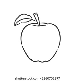 Ilustración vectorial de la línea de Apple, libro de coloración de frutos sanos