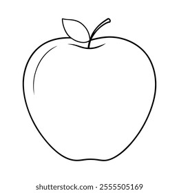 Apple Line Art Vector Illustration - Minimalist Fruit Design