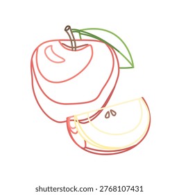 Apple line art vector illustration, minimal fruit contour drawing. Perfect for eco-friendly product labeling, farm-to-table restaurant branding, healthy lifestyle stationery, and modern kitchen interior prints