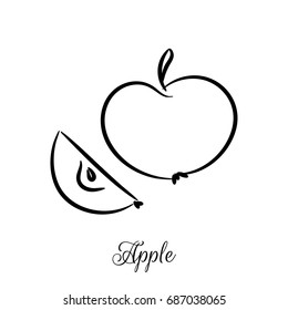 Apple line doodle vector icon. Fruit outline isolated on white background.
