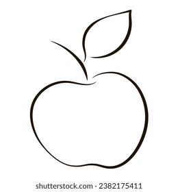 Apple line drawing. Outline logo. Concept fruit, food, gardening.
Apple minimalist icon. Fruit art. Vector illustration. Fresh, ripe, crop.