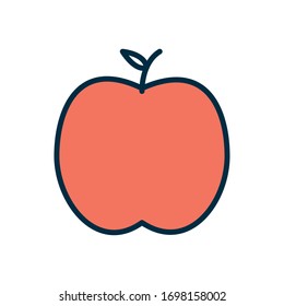 Diseño de icono de línea y relleno de Apple, Alimentación saludable de frutas, alimentos orgánicos, dulce y tema natural. Ilustración vectorial