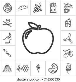 apple. line food icon set on white background