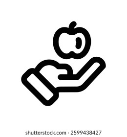 apple line icon. Clean and minimalist vector icon for websites, mobile apps, presentations, and logos. Fully scalable and customizable for any project.