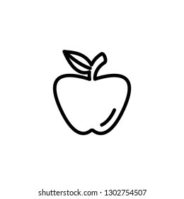 Apple Line Icon In Flat Style Vector Icon For Apps And Websites. Black Apple Fruit Vector Illustration.