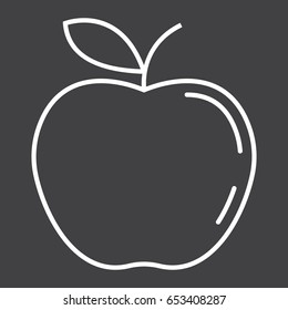 Apple line icon, fruit and diet, vector graphics, a linear pattern on a black background, eps 10.