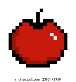 Apple line icon. Fruit, proper nutrition, vitamins, food, source of iron, micronutrients, pixel style. Multi-colored icon on a white background