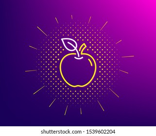 Apple line icon. Halftone pattern. Fresh fruit sign. Natural food symbol. Gradient background. Apple line icon. Yellow halftone pattern. Vector